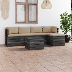 vidaXL Muebles de palés de jardín 6 piezas cojines madera maciza pino