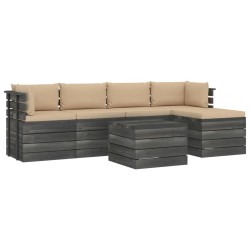 vidaXL Muebles de palés de jardín 6 piezas cojines madera maciza pino