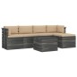 vidaXL Muebles de palés de jardín 6 piezas cojines madera maciza pino vidaXL Muebles de palés de jardín 6 piezas cojines madera maciza pino