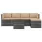 vidaXL Muebles de palés de jardín 6 piezas cojines madera maciza pino vidaXL Muebles de palés de jardín 6 piezas cojines madera maciza pino