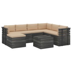 vidaXL Muebles de palets para jardín 8 pzas cojines madera maciza pino