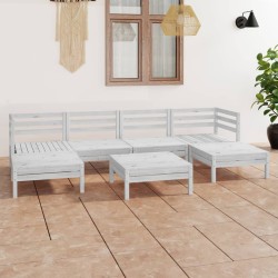 vidaXL Juego de muebles de jardín 7 pzas madera maciza de pino blanco