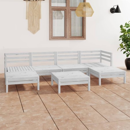 vidaXL Juego de muebles de jardín 7 pzas madera maciza de pino blanco