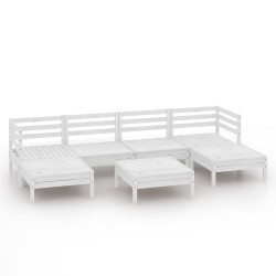 vidaXL Juego de muebles de jardín 7 pzas madera maciza de pino blanco
