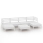 vidaXL Juego de muebles de jardín 7 pzas madera maciza de pino blanco vidaXL Juego de muebles de jardín 7 pzas madera maciza de pino blanco