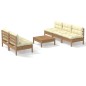 vidaXL Muebles de jardín 6 piezas cojines madera de pino crema vidaXL Muebles de jardín 6 piezas cojines madera de pino crema