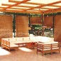 vidaXL Muebles de jardín 13 pzas y cojines madera de pino marrón miel vidaXL Muebles de jardín 13 pzas y cojines madera de pino marrón miel