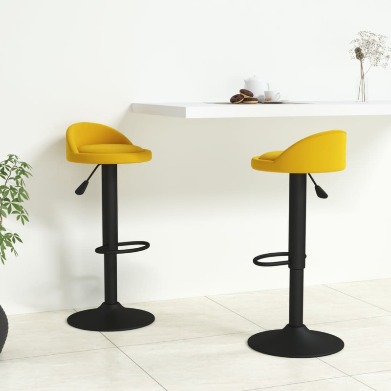 vidaXL Taburetes de cocina 2 unidades terciopelo amarillo vidaXL Taburetes de cocina 2 unidades terciopelo amarillo