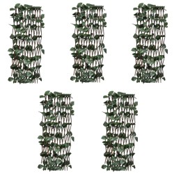 vidaXL Vallas enrejadas de sauce 5 uds hojas artificiales 180x60 cm