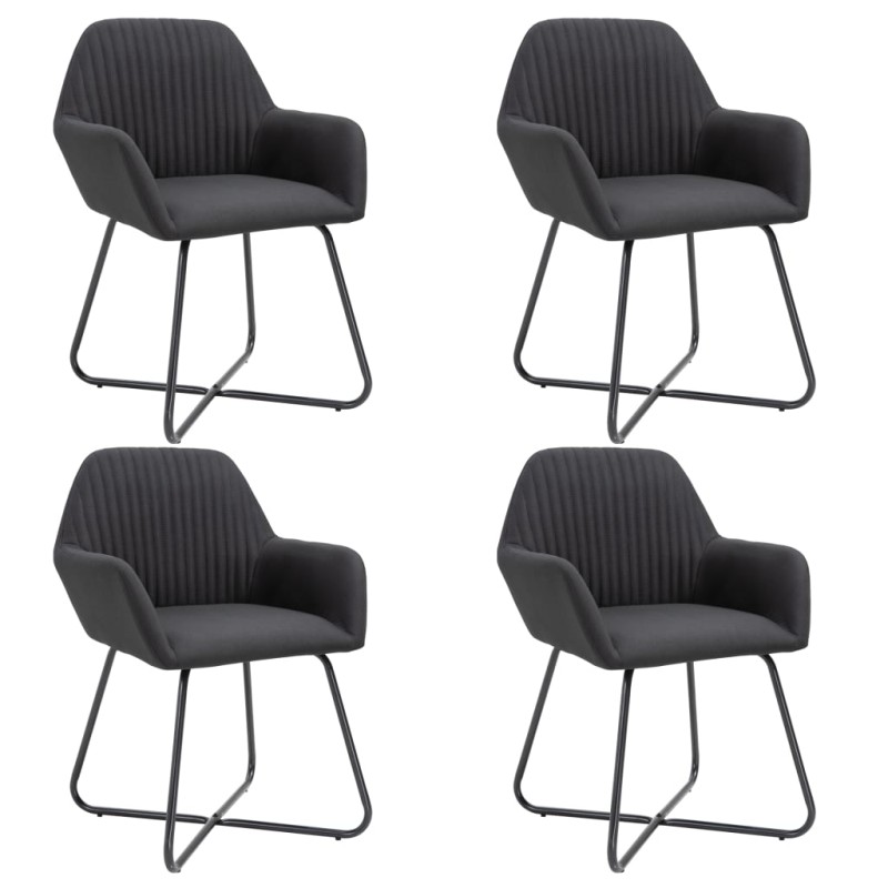 vidaXL Sillas de comedor 4 unidades de tela negra vidaXL Sillas de comedor 4 unidades de tela negra