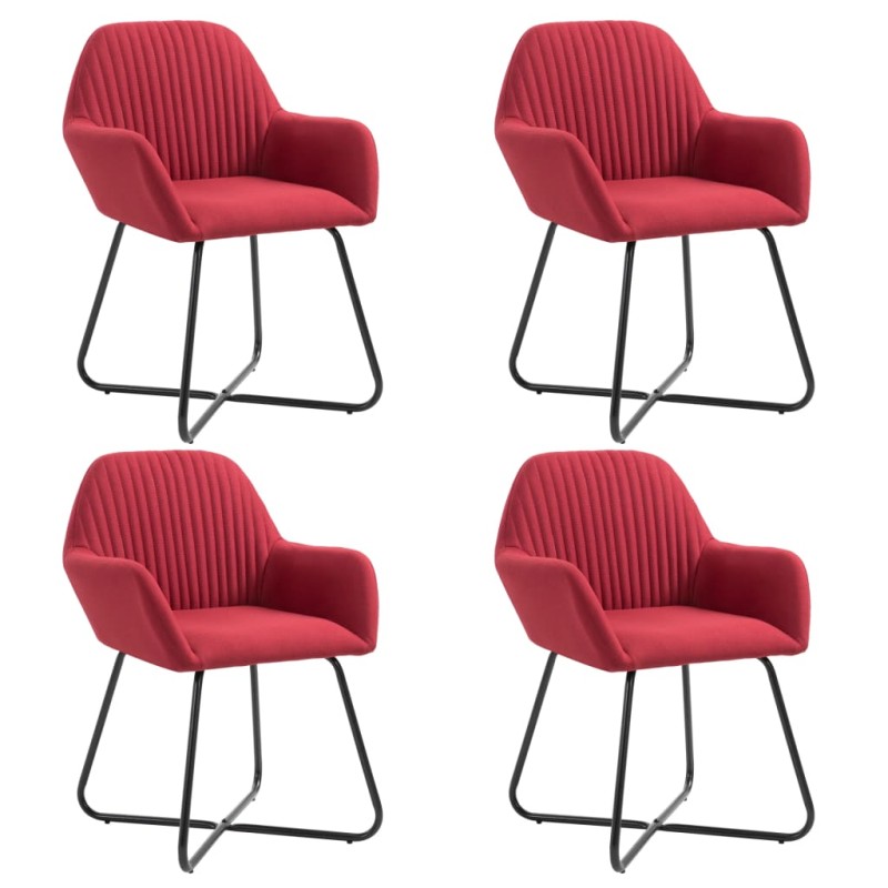 vidaXL Sillas de comedor 4 unidades de tela color vino tinto vidaXL Sillas de comedor 4 unidades de tela color vino tinto