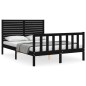 vidaXL Estructura de cama con cabecero madera maciza negro 140x200 cm vidaXL Estructura de cama con cabecero madera maciza negro 140x200 cm
