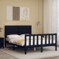 vidaXL Estructura de cama con cabecero madera maciza negro 140x200 cm vidaXL Estructura de cama con cabecero madera maciza negro 140x200 cm