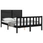 vidaXL Estructura de cama con cabecero madera maciza negro 140x200 cm vidaXL Estructura de cama con cabecero madera maciza negro 140x200 cm