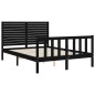 vidaXL Estructura de cama con cabecero madera maciza negro 140x200 cm vidaXL Estructura de cama con cabecero madera maciza negro 140x200 cm