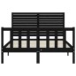 vidaXL Estructura de cama con cabecero madera maciza negro 140x200 cm vidaXL Estructura de cama con cabecero madera maciza negro 140x200 cm