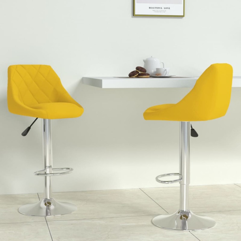 vidaXL Taburete de cocina 2 unidades terciopelo amarillo mostaza vidaXL Taburete de cocina 2 unidades terciopelo amarillo mostaza