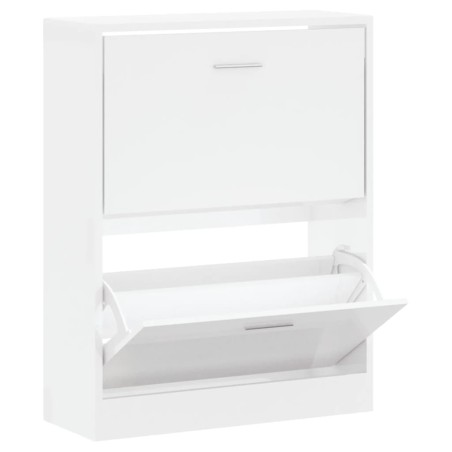 vidaXL Mueble zapatero madera contrachapada blanco brillo 63x24x81 cm