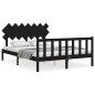 vidaXL Estructura de cama con cabecero madera maciza negro 140x200 cm vidaXL Estructura de cama con cabecero madera maciza negro 140x200 cm