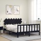 vidaXL Estructura de cama con cabecero madera maciza negro 140x200 cm vidaXL Estructura de cama con cabecero madera maciza negro 140x200 cm