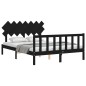 vidaXL Estructura de cama con cabecero madera maciza negro 140x200 cm vidaXL Estructura de cama con cabecero madera maciza negro 140x200 cm