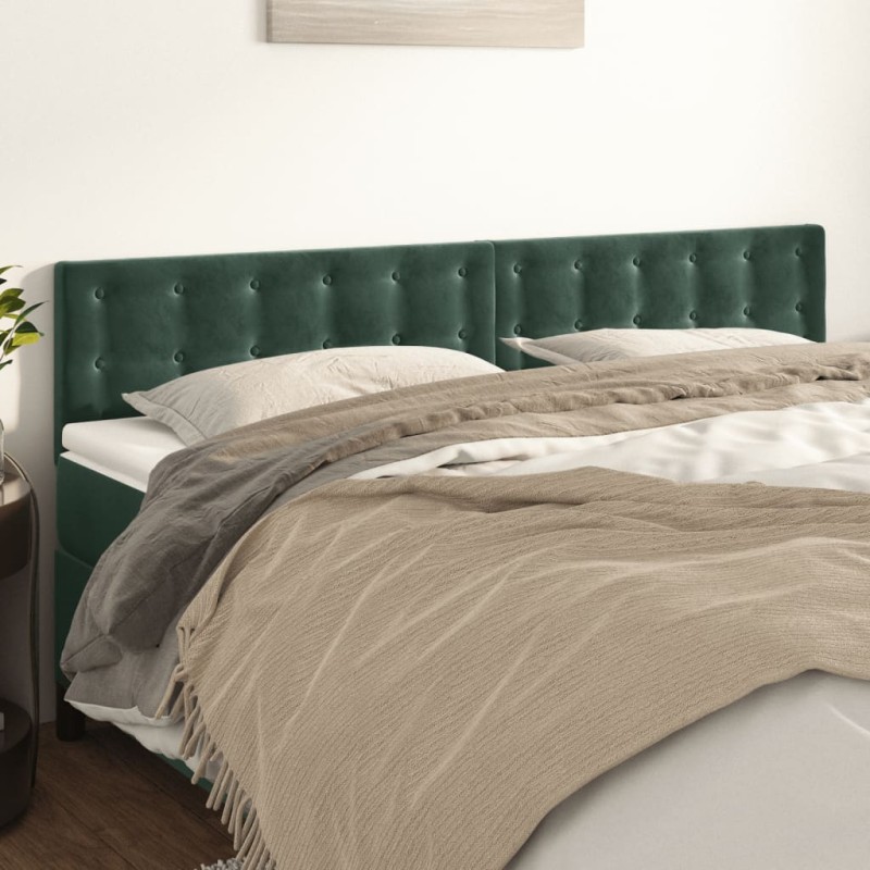 vidaXL Cabeceros 2 unidades de terciopelo verde oscuro 100x5x78/88 cm vidaXL Cabeceros 2 unidades de terciopelo verde oscuro 100x5x78/88 cm