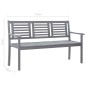 vidaXL Banco de jardín 3 plazas madera eucalipto gris y cojín 150 cm vidaXL Banco de jardín 3 plazas madera eucalipto gris y cojín 150 cm