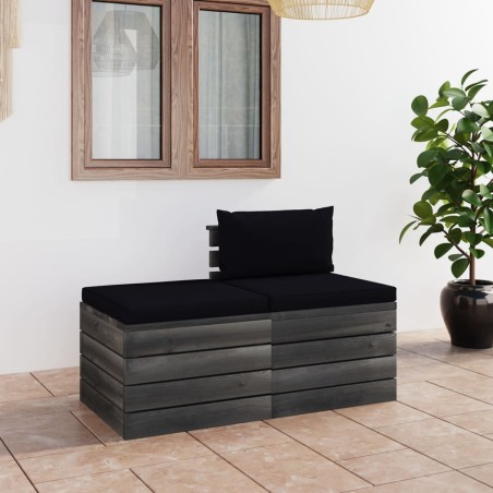 vidaXL Muebles de jardín de palets 2 piezas cojines madera maciza pino