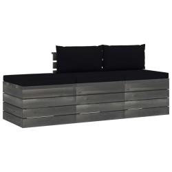 vidaXL Muebles de jardín de palets 3 piezas cojines madera maciza pino