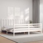 vidaXL Estructura cama de matrimonio con cabecero madera maciza blanco vidaXL Estructura cama de matrimonio con cabecero madera maciza blanco