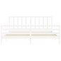 vidaXL Estructura cama de matrimonio con cabecero madera maciza blanco vidaXL Estructura cama de matrimonio con cabecero madera maciza blanco