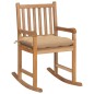 vidaXL Silla mecedora de madera maciza de teca con cojín beige vidaXL Silla mecedora de madera maciza de teca con cojín beige