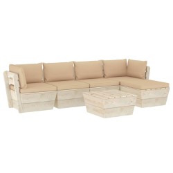 vidaXL Muebles de jardín de palets 6 piezas y cojines madera de abeto 