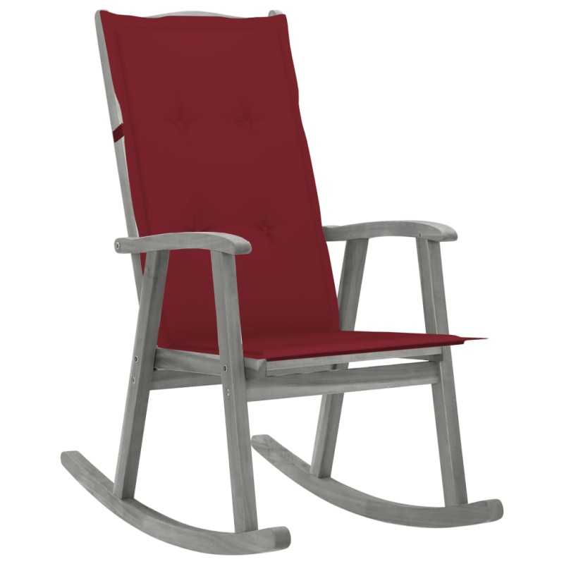 vidaXL Silla mecedora con cojines madera maciza de acacia gris vidaXL Silla mecedora con cojines madera maciza de acacia gris
