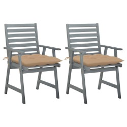 vidaXL Sillas de comedor jardín 2 uds madera maciza acacia con cojines