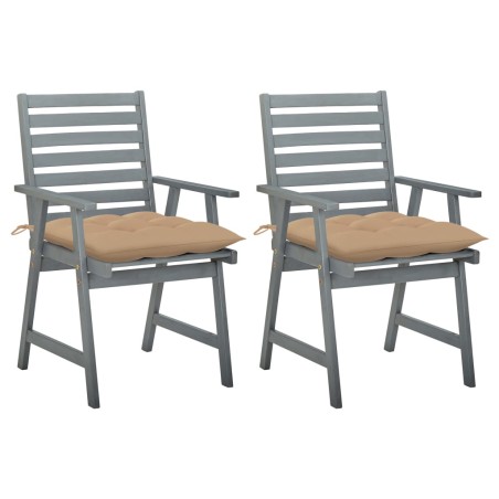 vidaXL Sillas de comedor jardín 2 uds madera maciza acacia con cojines