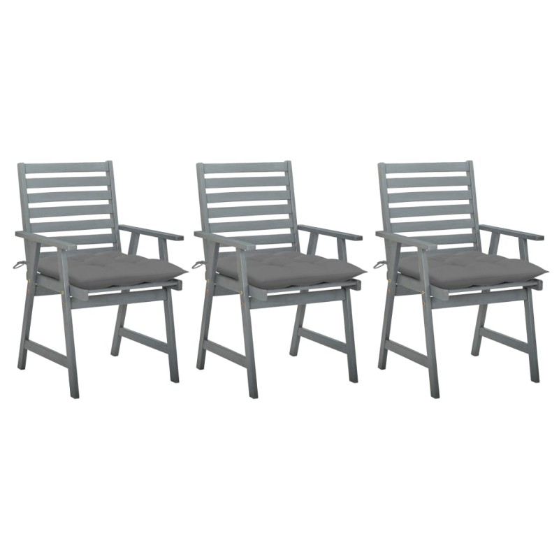 vidaXL Sillas comedor de jardín 3 uds madera maciza acacia y cojines vidaXL Sillas comedor de jardín 3 uds madera maciza acacia y cojines