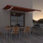 vidaXL Toldo automático LED sensor de viento naranja/marrón 500x300 cm vidaXL Toldo automático LED sensor de viento naranja/marrón 500x300 cm