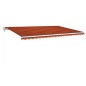 vidaXL Toldo automático LED sensor de viento naranja/marrón 500x300 cm vidaXL Toldo automático LED sensor de viento naranja/marrón 500x300 cm
