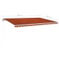 vidaXL Toldo automático LED sensor de viento naranja/marrón 500x300 cm vidaXL Toldo automático LED sensor de viento naranja/marrón 500x300 cm
