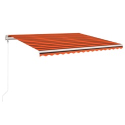 vidaXL Toldo automático LED sensor de viento naranja marrón 400x350 cm