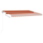 vidaXL Toldo automático LED sensor de viento naranja marrón 400x350 cm vidaXL Toldo automático LED sensor de viento naranja marrón 400x350 cm