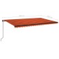 vidaXL Toldo retráctil manual naranja y marrón 500x350 cm vidaXL Toldo retráctil manual naranja y marrón 500x350 cm
