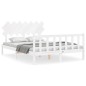 vidaXL Estructura de cama matrimonio con cabecero madera maciza blanco vidaXL Estructura de cama matrimonio con cabecero madera maciza blanco