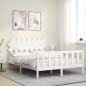 vidaXL Estructura de cama matrimonio con cabecero madera maciza blanco vidaXL Estructura de cama matrimonio con cabecero madera maciza blanco