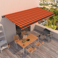 vidaXL Toldo automático LED sensor de viento naranja marrón 600x350 cm
