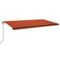vidaXL Toldo automático LED sensor de viento naranja marrón 600x350 cm vidaXL Toldo automático LED sensor de viento naranja marrón 600x350 cm