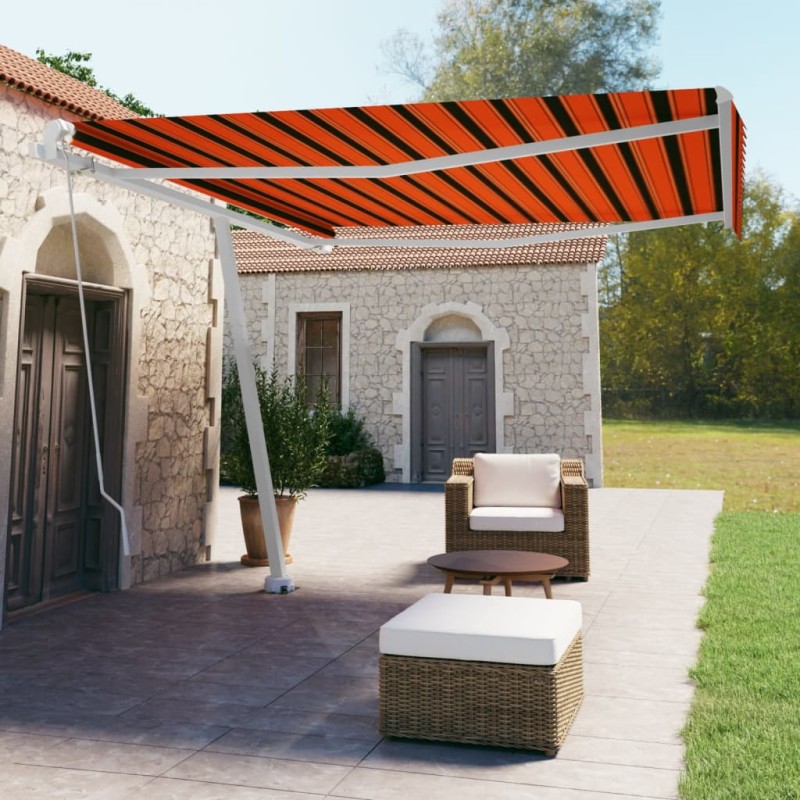 vidaXL Toldo de pie manual retráctil naranja y marrón 400x350 cm vidaXL Toldo de pie manual retráctil naranja y marrón 400x350 cm