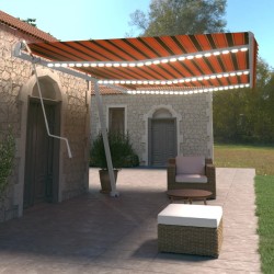 vidaXL Toldo automático LED sensor de viento naranja marrón 600x350 cm