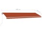 vidaXL Toldo automático LED sensor de viento naranja marrón 600x350 cm vidaXL Toldo automático LED sensor de viento naranja marrón 600x350 cm